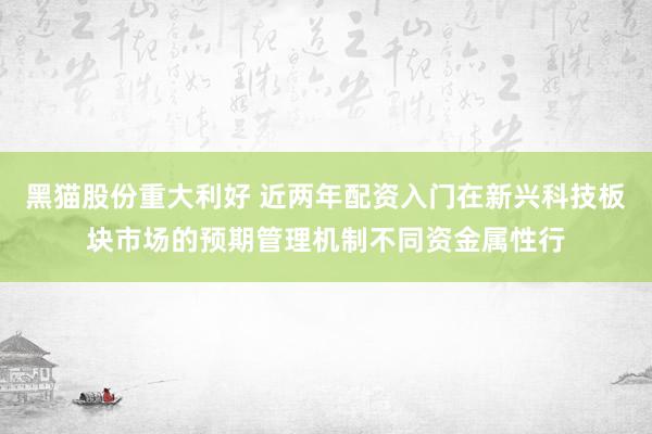 黑猫股份重大利好 近两年配资入门在新兴科技板块市场的预期管理机制不同资金属性行
