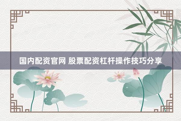 国内配资官网 股票配资杠杆操作技巧分享